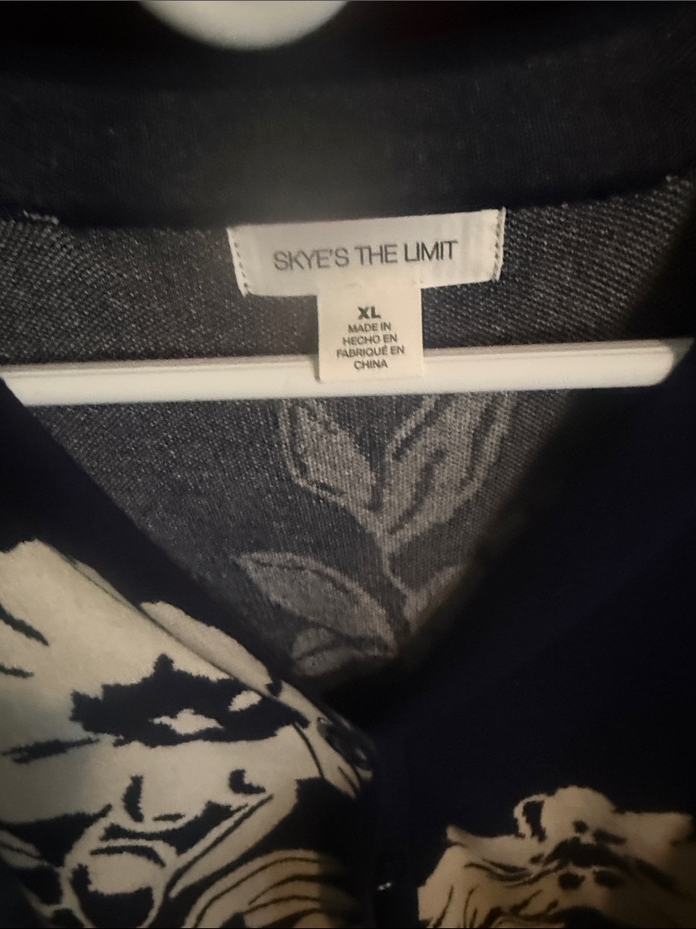 NorthStyle Navy Cardigan with Light Blue Sleeves and Cream Floral Design - Picture 3 of 3